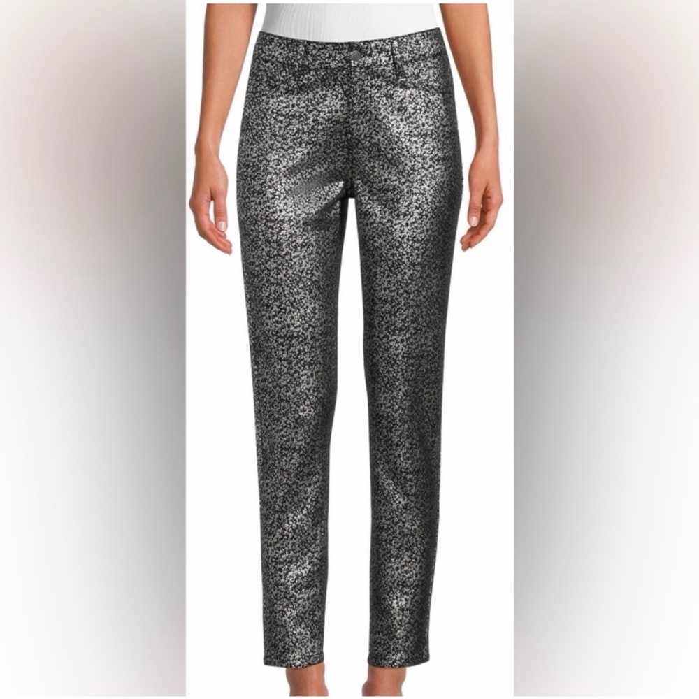 Time and Tru Women's Metallic Pants Size 18 Mid Rise Slim Fit Zipper Pockets
